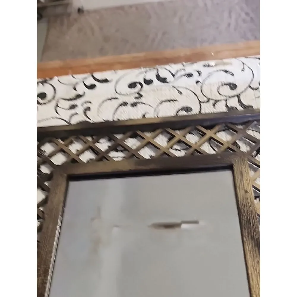 Wood Framed Rectangular Wall Mirror - Bronze Finish